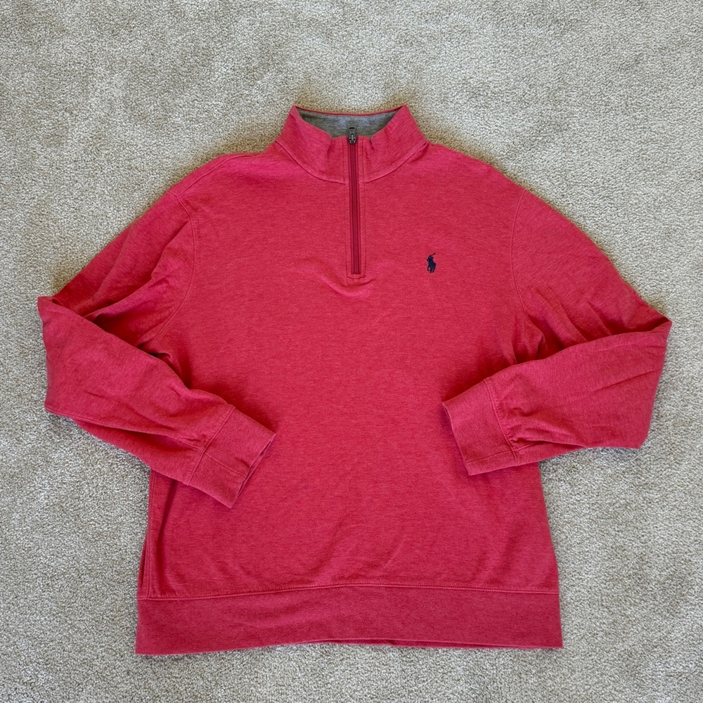 Large Light Red Polo Ralph Lauren Quarter Zip